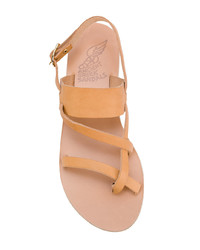 Светло-коричневые кожаные сандалии на плоской подошве от Ancient Greek Sandals