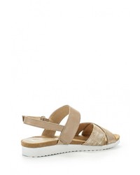 Светло-коричневые кожаные сандалии на плоской подошве от Caprice