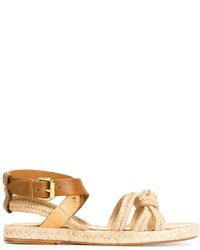Светло-коричневые кожаные сандалии на плоской подошве от Etoile Isabel Marant