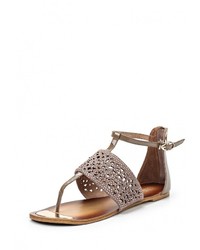 Светло-коричневые кожаные сандалии на плоской подошве от Just Couture