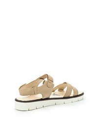 Светло-коричневые кожаные сандалии на плоской подошве от Keddo