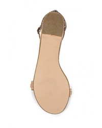 Светло-коричневые кожаные сандалии на плоской подошве от LAMANIA