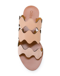 Светло-коричневые кожаные сандалии на плоской подошве от Chloé