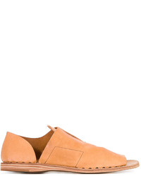 Светло-коричневые кожаные сандалии на плоской подошве от Officine Creative