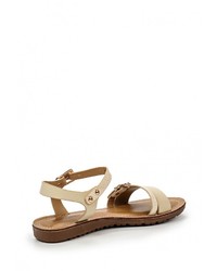 Светло-коричневые кожаные сандалии на плоской подошве от Raxmax