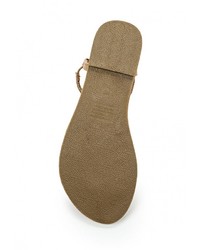 Светло-коричневые кожаные сандалии на плоской подошве от Rubi