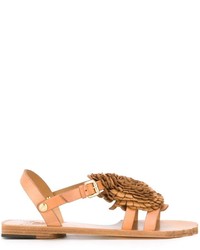 Светло-коричневые кожаные сандалии на плоской подошве от Vivienne Westwood