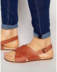 Мужские светло-коричневые кожаные сандалии от Asos