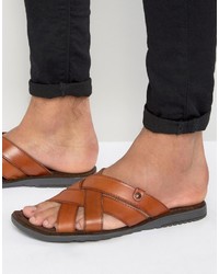 Мужские светло-коричневые кожаные сандалии от Base London
