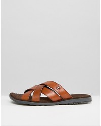Мужские светло-коричневые кожаные сандалии от Base London