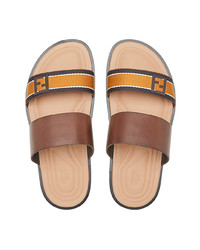 Мужские светло-коричневые кожаные сандалии от Fendi