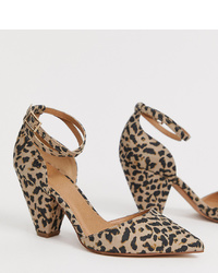 Светло-коричневые кожаные туфли с леопардовым принтом от ASOS DESIGN