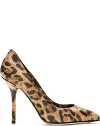 Светло-коричневые кожаные туфли с леопардовым принтом от Dolce & Gabbana