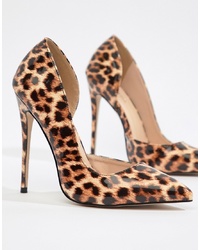 Светло-коричневые кожаные туфли с леопардовым принтом от Public Desire