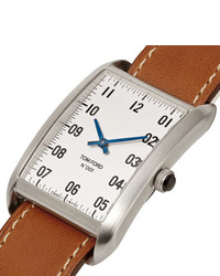Мужские светло-коричневые кожаные часы от Tom Ford Timepieces