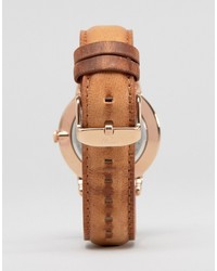 Мужские светло-коричневые кожаные часы от Daniel Wellington