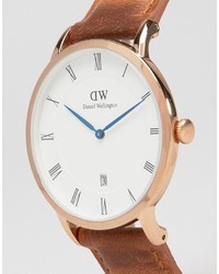 Мужские светло-коричневые кожаные часы от Daniel Wellington