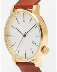 Мужские светло-коричневые кожаные часы от Komono