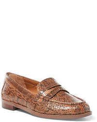 Светло-коричневые лоферы со змеиным рисунком