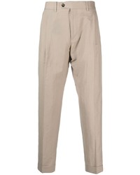 Светло-коричневые льняные брюки чинос от Dell'oglio