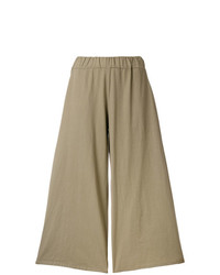 Светло-коричневые льняные широкие брюки от Labo Art