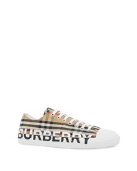 Мужские светло-коричневые низкие кеды из плотной ткани в клетку от Burberry