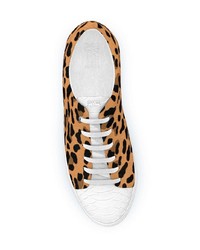 Женские светло-коричневые низкие кеды с леопардовым принтом от Swear