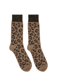 Мужские светло-коричневые носки с леопардовым принтом от Versace