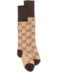 Светло-коричневые носки с принтом