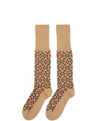 Мужские светло-коричневые носки с принтом от Gucci