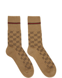 Мужские светло-коричневые носки с принтом от Gucci