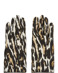 Светло-коричневые перчатки с принтом