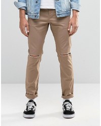 Мужские светло-коричневые рваные джинсы от Asos