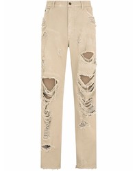 Мужские светло-коричневые рваные джинсы от Dolce & Gabbana