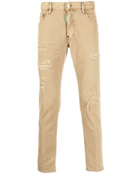 Мужские светло-коричневые рваные джинсы от DSQUARED2