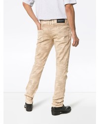 Мужские светло-коричневые рваные джинсы от Balmain