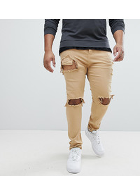 Мужские светло-коричневые рваные зауженные джинсы от Sixth June
