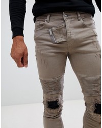Мужские светло-коричневые рваные зауженные джинсы от Sixth June