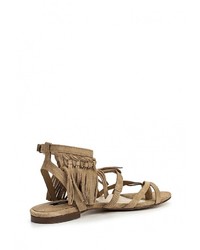 Светло-коричневые сандалии на плоской подошве от Mango