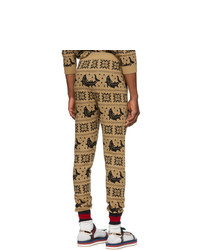 Мужские светло-коричневые спортивные штаны с принтом от Gucci