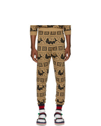 Мужские светло-коричневые спортивные штаны с принтом от Gucci