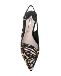 Светло-коричневые туфли из ворса пони с леопардовым принтом от Sophia Webster
