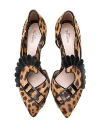 Светло-коричневые туфли из ворса пони с леопардовым принтом от Paula Cademartori