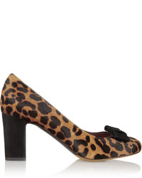 Светло-коричневые туфли из ворса пони с леопардовым принтом от Tabitha Simmons