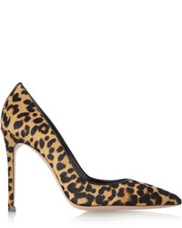 Светло-коричневые туфли с леопардовым принтом от Gianvito Rossi