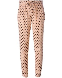 Светло-коричневые узкие брюки в горошек от RED Valentino