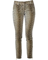 Светло-коричневые узкие брюки с леопардовым принтом