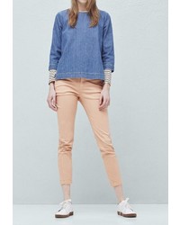 Светло-коричневые узкие брюки от Mango