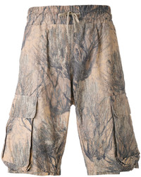 Мужские светло-коричневые хлопковые шорты с принтом от Yeezy