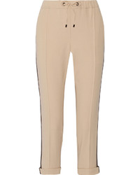 Женские светло-коричневые шерстяные брюки с украшением от Brunello Cucinelli